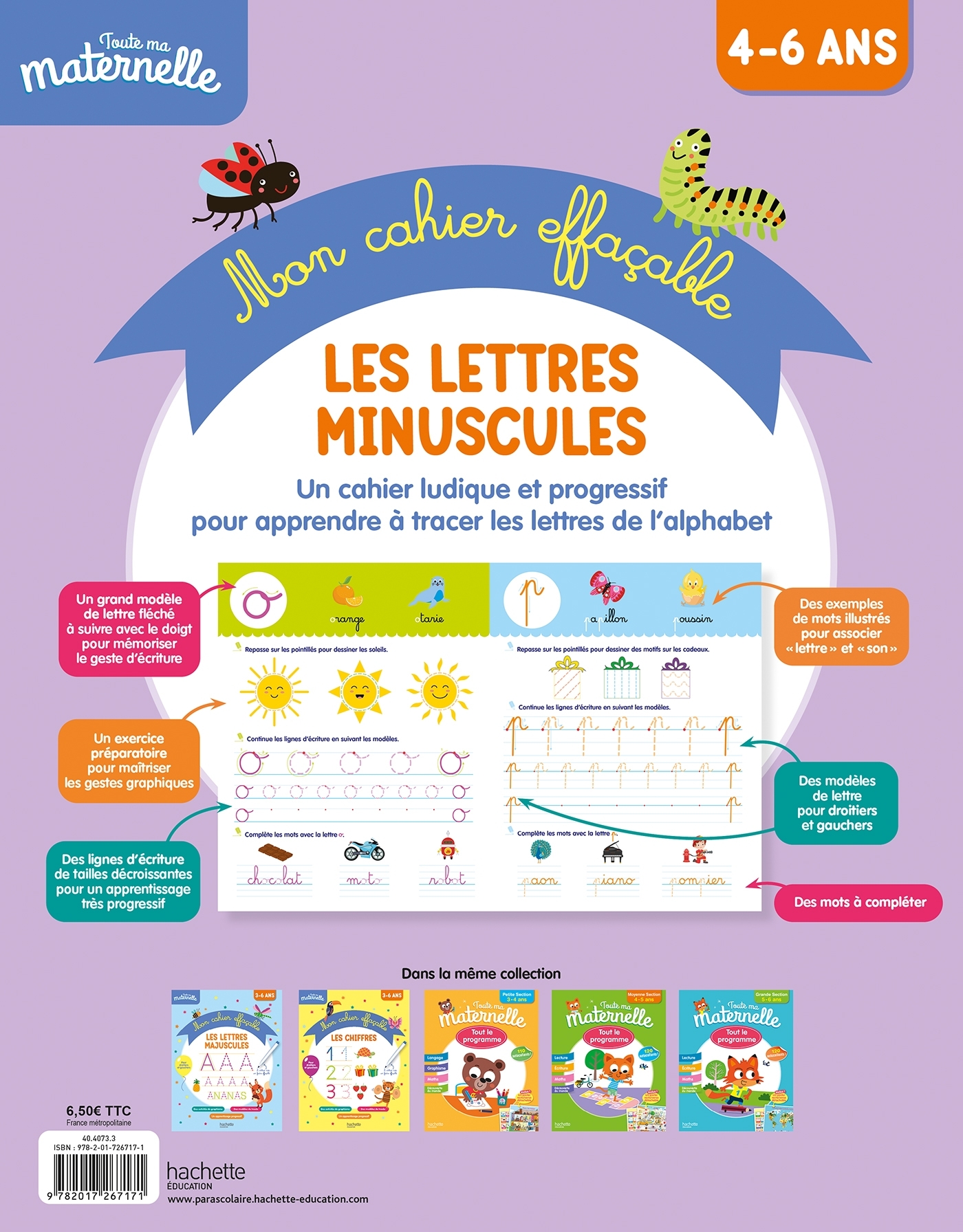 Toute ma maternelle Mon cahier effaçable d'écriture : Les lettres minuscules 4-6 ans - Alain Boyer - HACHETTE EDUC