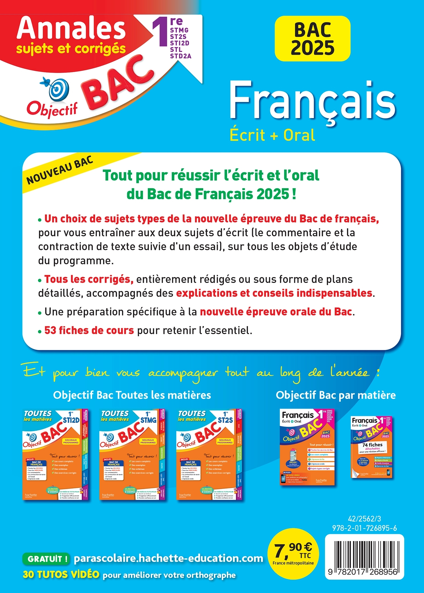 Annales Objectif BAC 2025 - Français 1res STMG - STI2D - ST2S - STL - STD2A - STHR - Franck Mazzucchelli - HACHETTE EDUC