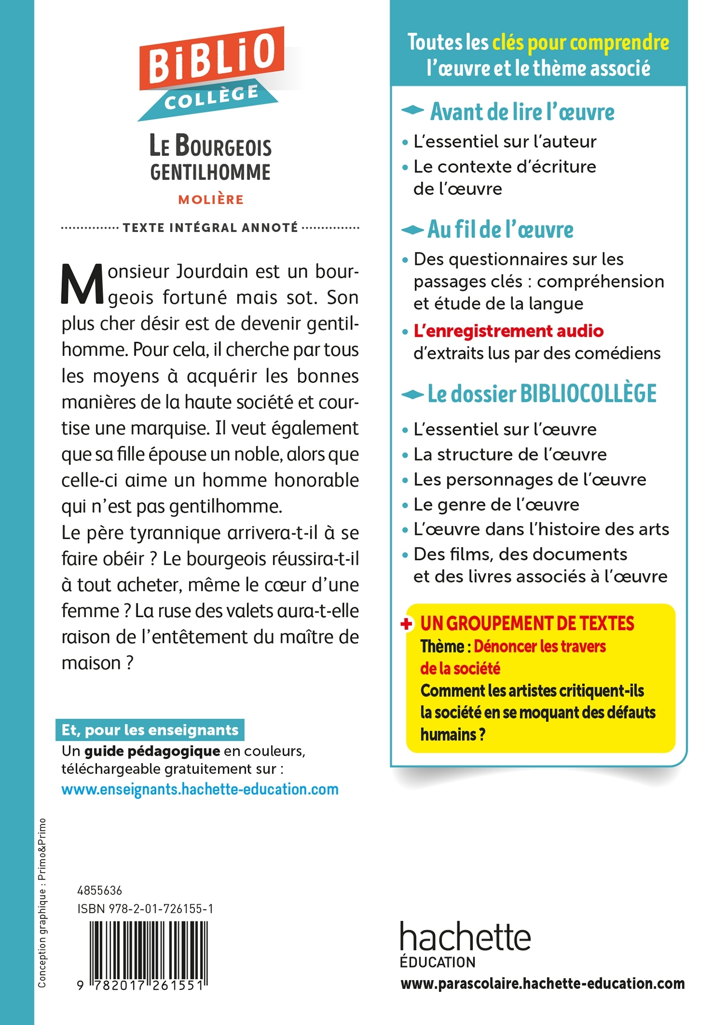 BiblioCollège - Le bourgeois gentilhomme, Molière - Jean-Baptiste Molière (Poquelin dit) - HACHETTE EDUC