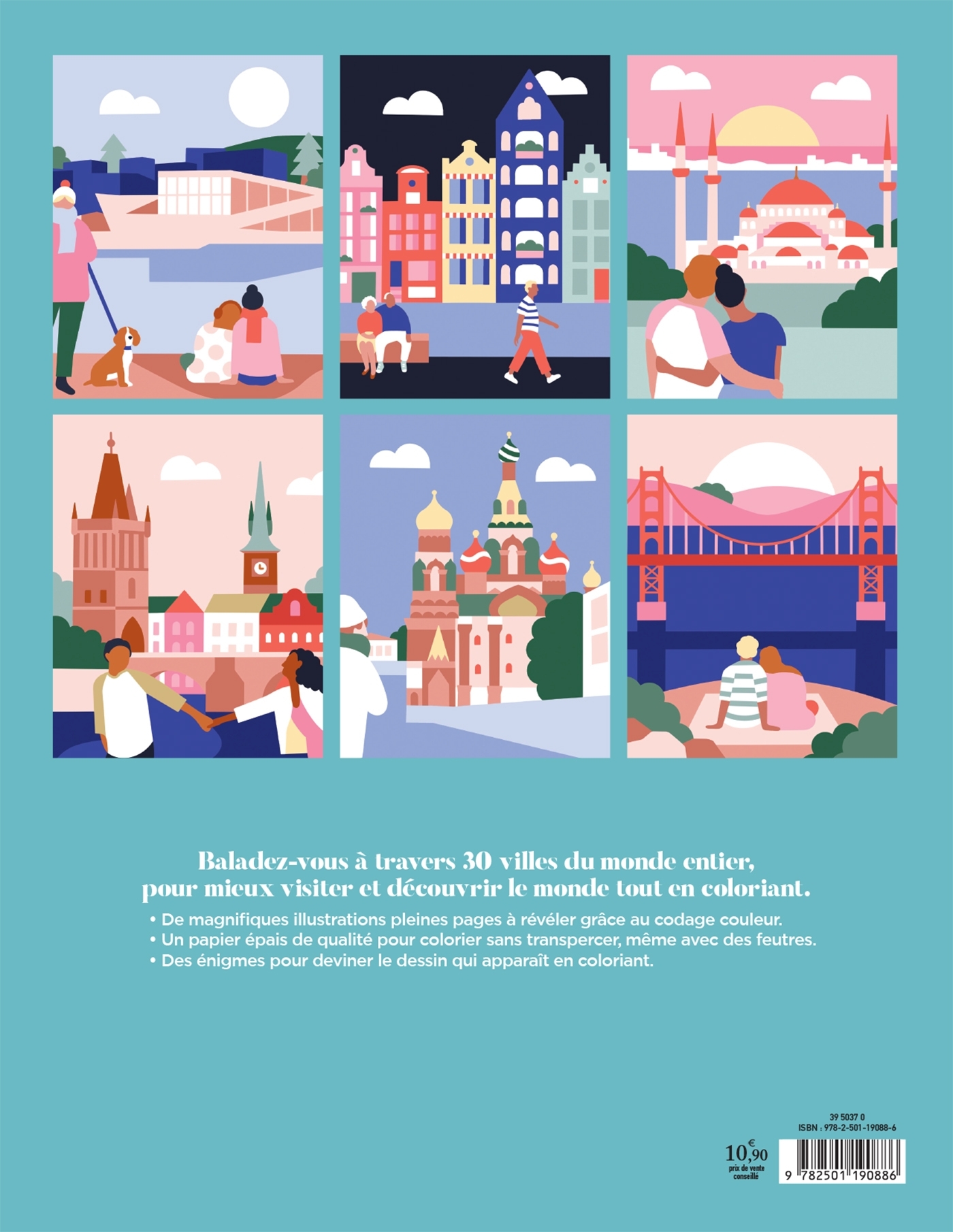 Coloriages mystères - Balade en ville -  La Mandarine Bleue - MARABOUT