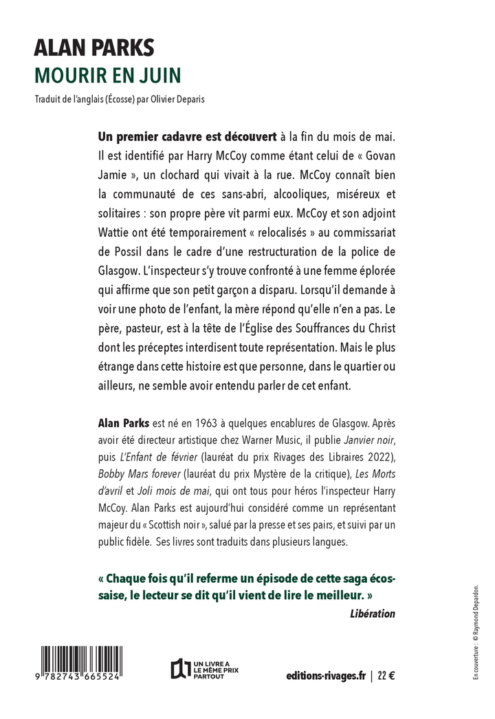 Mourir en juin - Alan Parks - RIVAGES