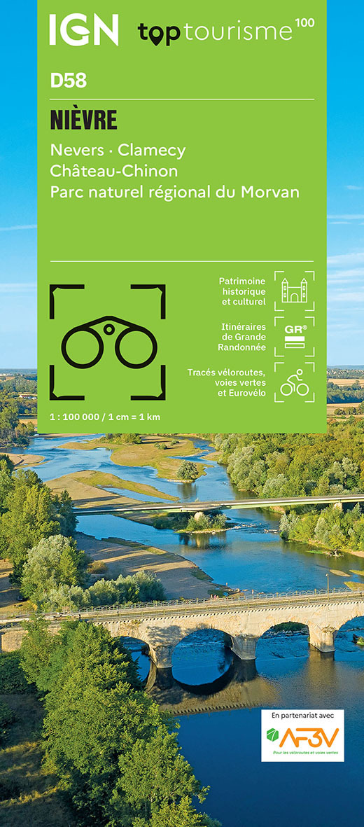 TOP100D58 - NIÈVRE Nevers · Clamecy Château-Chinon  Parc naturel régional du Morvan -  - IGN