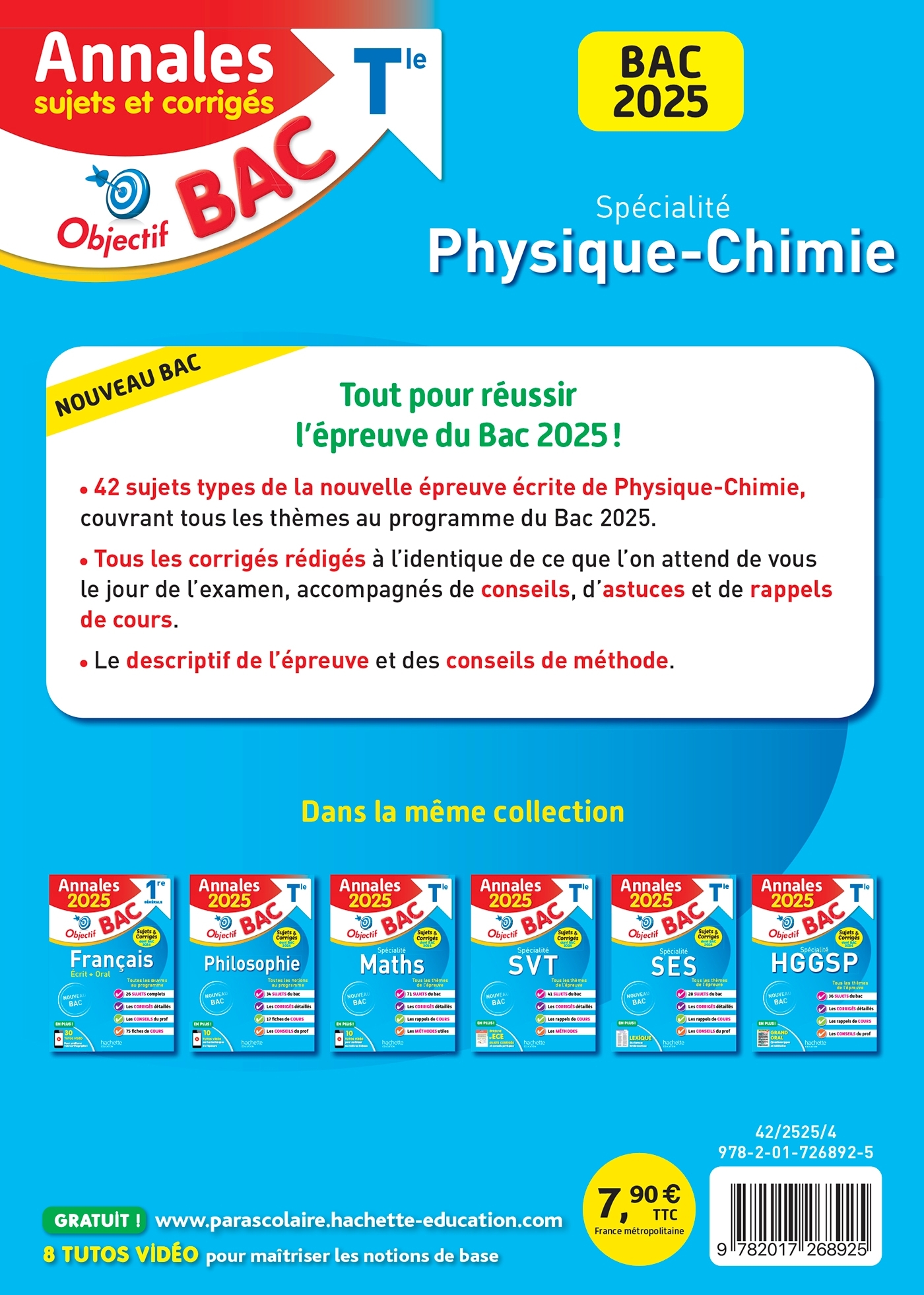 Annales Objectif BAC 2025 - Spécialité Physique-Chimie - sujets et corrigés -   - HACHETTE EDUC