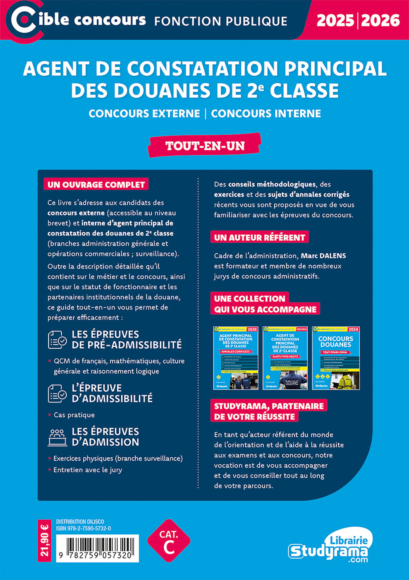 Agent de constatation principal des douanes de 2e classe – Tout-en-un (Catégorie C – Concours 2025-2026) - Marc Dalens - STUDYRAMA