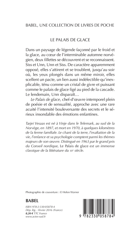 Le Palais de glace - Tarjei Vesaas, Jean-Baptiste Coursaud - ACTES SUD
