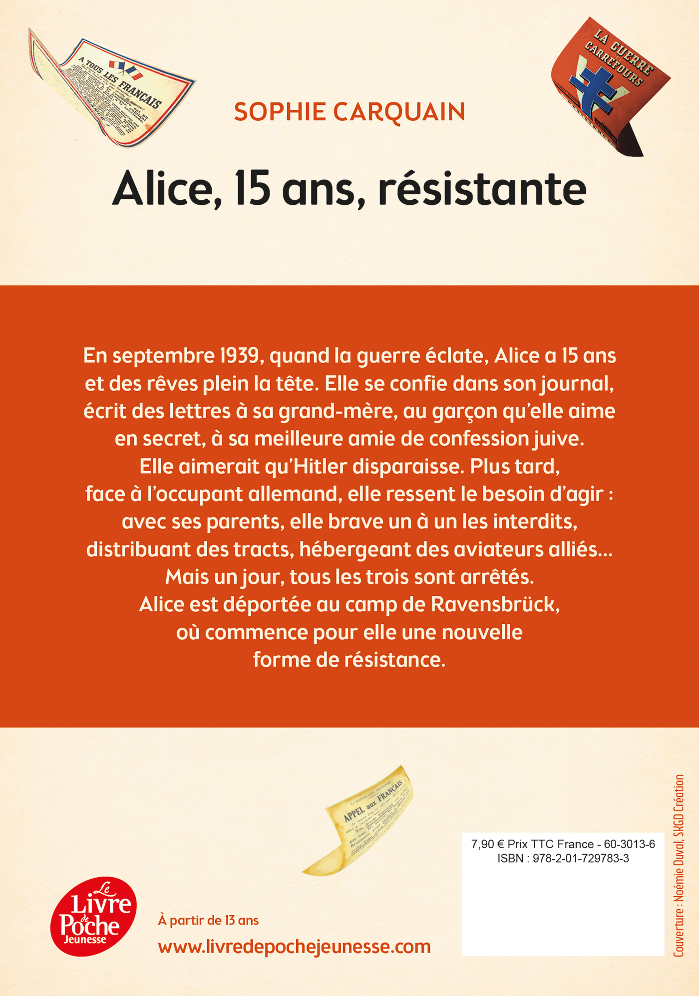Alice, 15 ans, résistante - Sophie Carquain - POCHE JEUNESSE