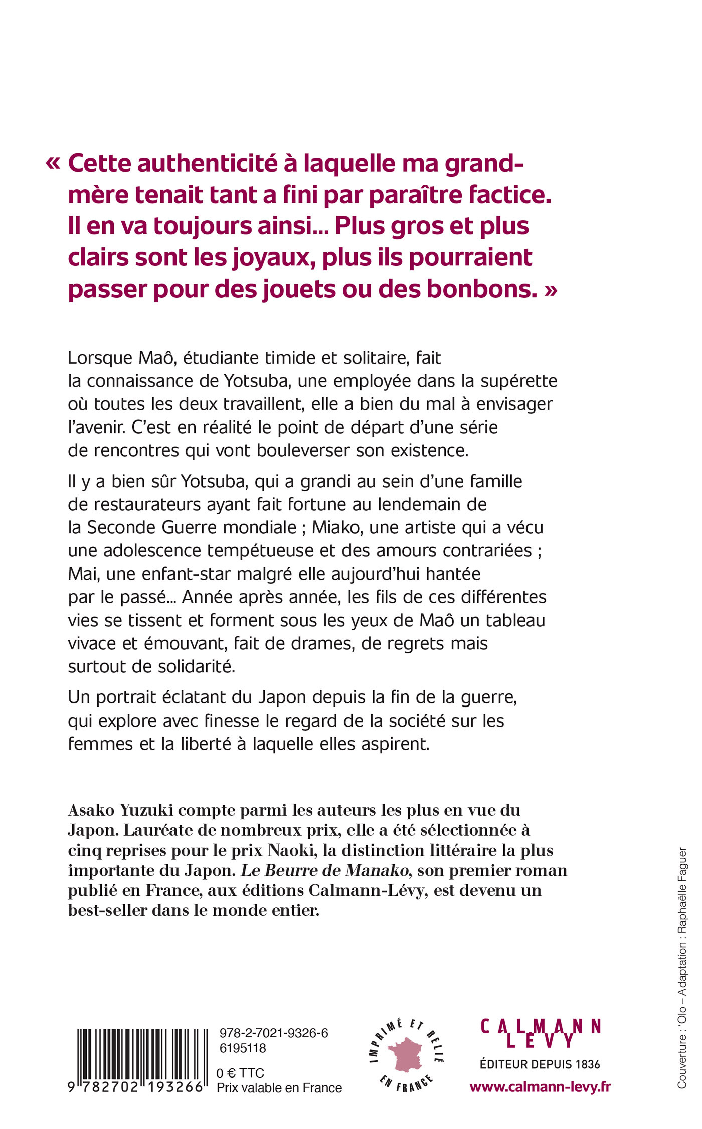 La Couleur des perles - Asako Yuzuki - CALMANN-LEVY