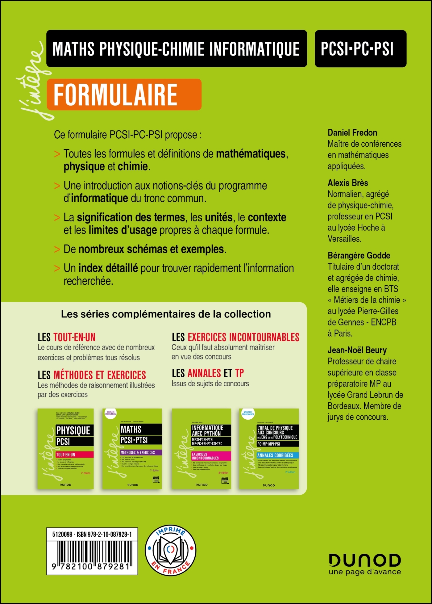 Formulaire PCSI-PC-PSI - 9e éd. - BEURY JEAN-NOEL - DUNOD
