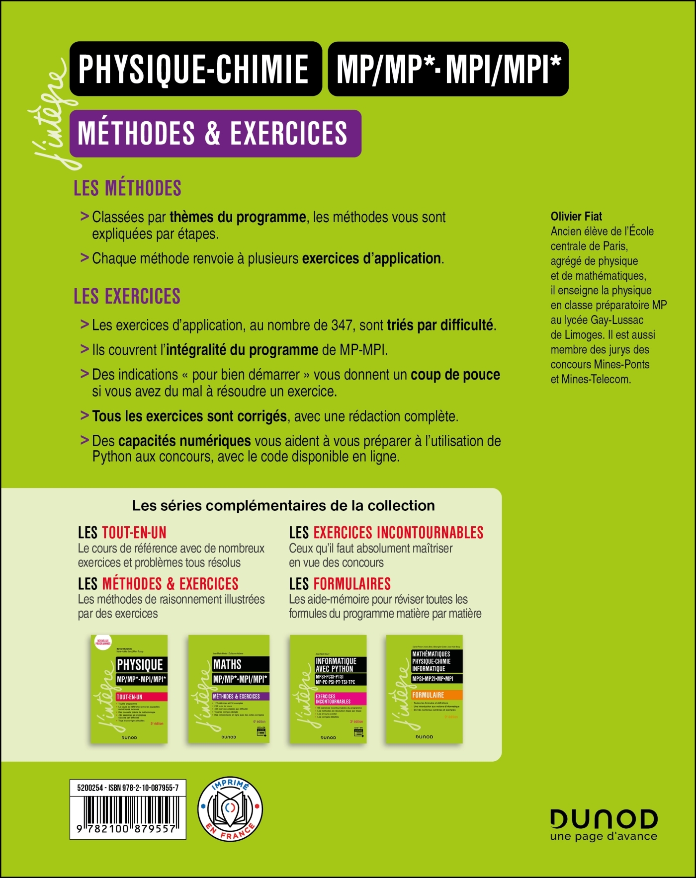 Physique-Chimie Méthodes et exercices MP/MP*-MPI/MPI* - 3e éd. - FIAT OLIVIER - DUNOD