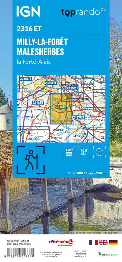 2316ET MILLY LA FORET, MALESHERBES, FERTE-ALAIS, FORET 3 PIGNONS OUEST -  - IGN