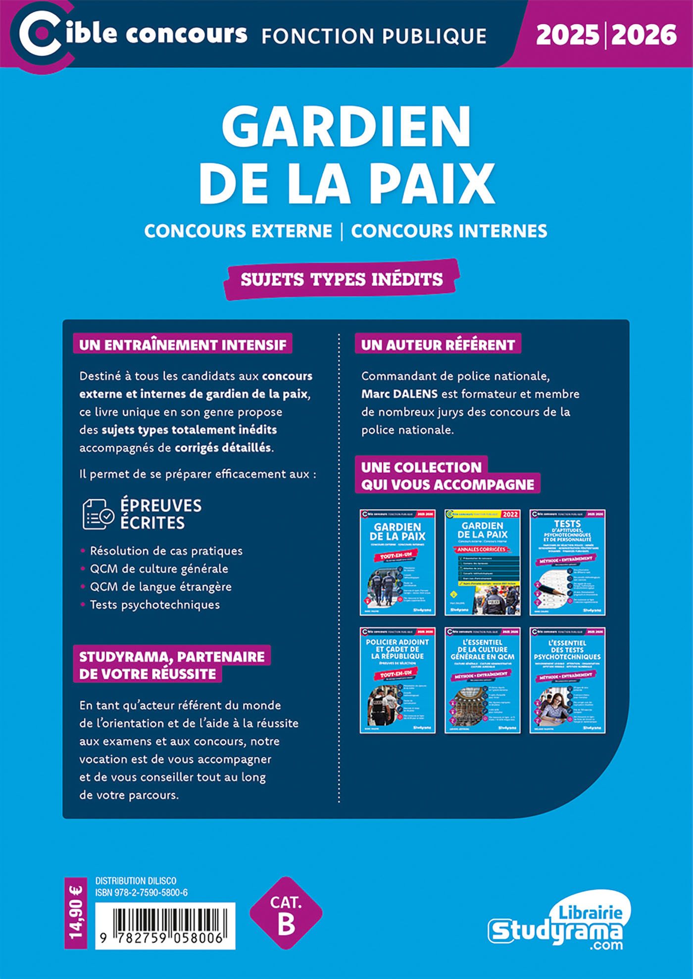 Gardien de la paix – Sujets types inédits (Catégorie B – Concours 2025-2026) - DALENS MARC - STUDYRAMA