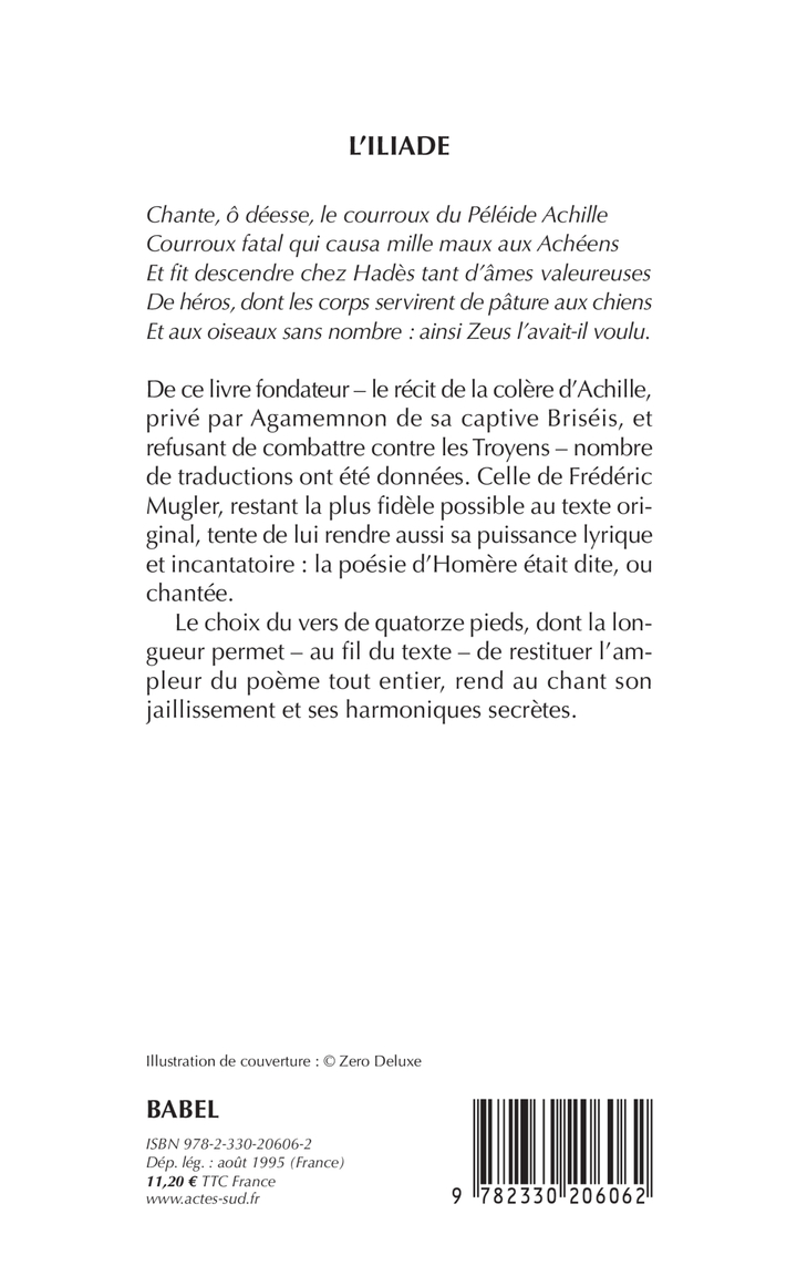 L'Iliade -  Homère, Frédéric Mugler - ACTES SUD