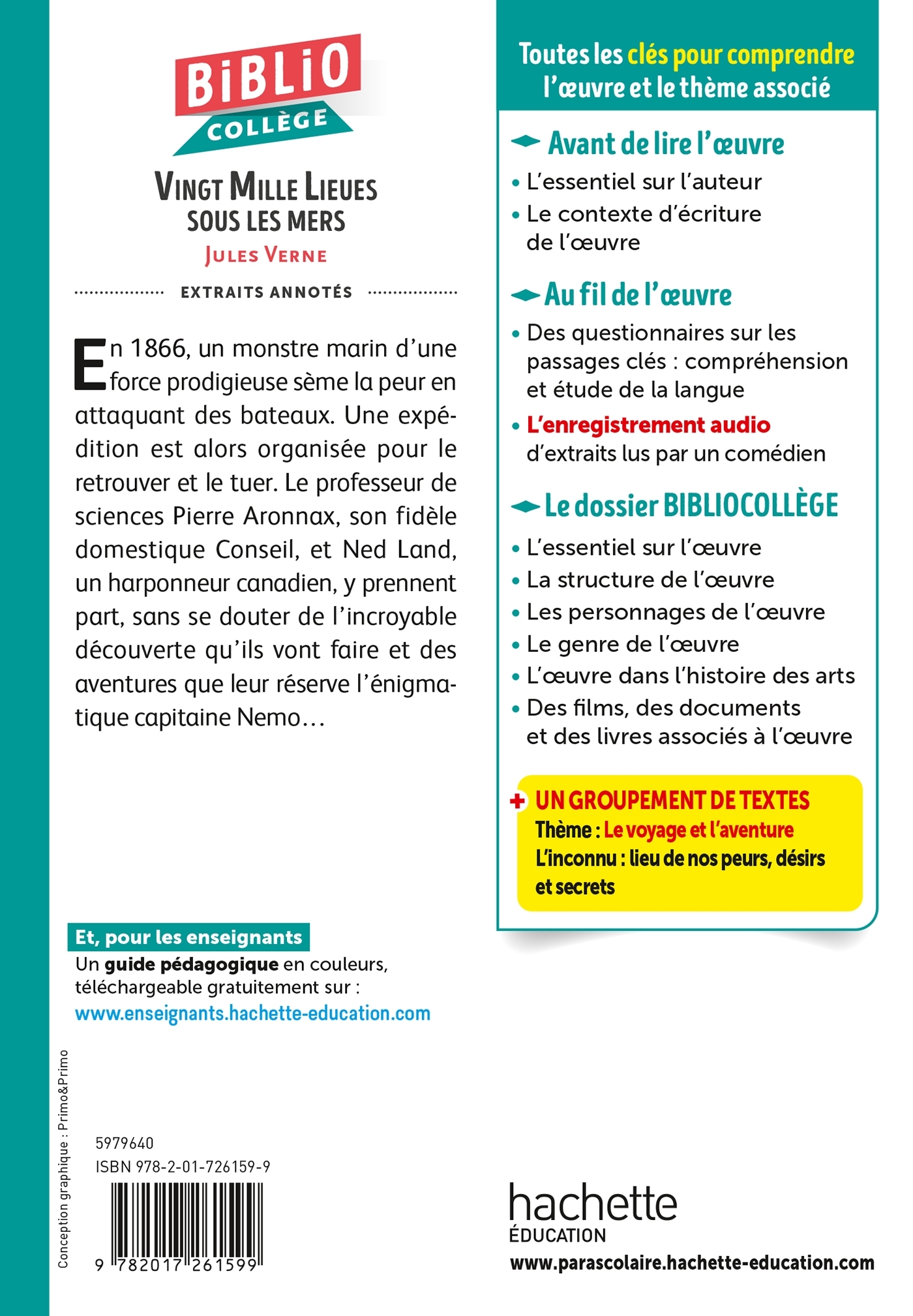 BiblioCollège - Vingt mille lieues sous les mers, Verne - Aurélie Jaspierre, Jules Verne - HACHETTE EDUC