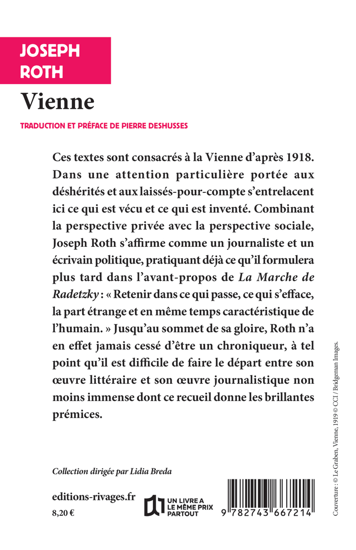 VIENNE - Joseph Roth, Pierre Deshusses, Pierre Deshusses - RIVAGES