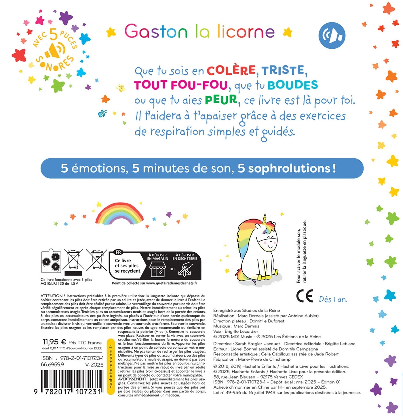 Je retrouve le calme avec Gaston la licorne - Livre son - Aurélie Chien Chow Chine - HACHETTE ENFANT