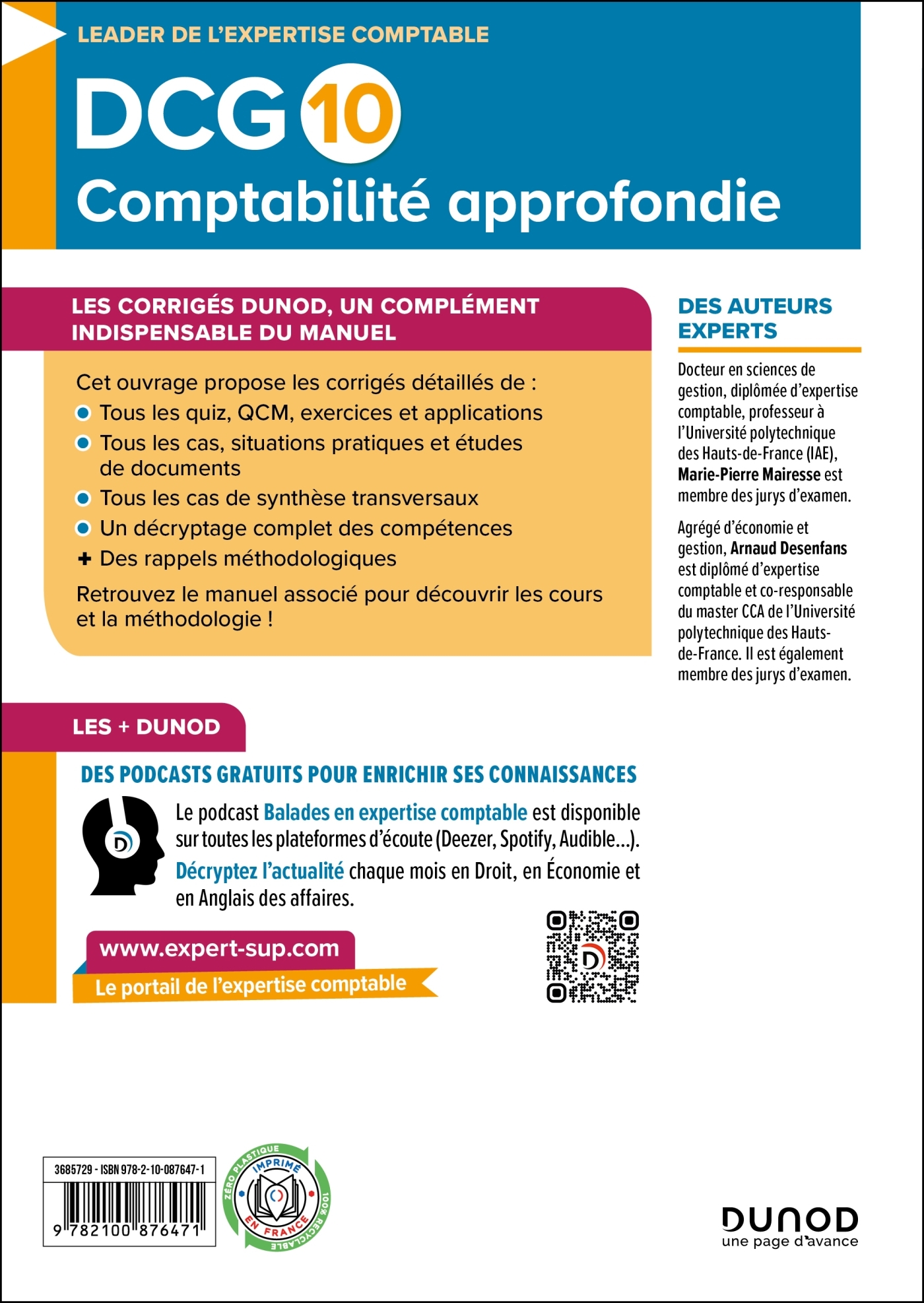 DCG 10 - Comptabilité approfondie - Corrigés 2025-2026 - Marie-Pierre Mairesse, Arnaud Desenfans - DUNOD