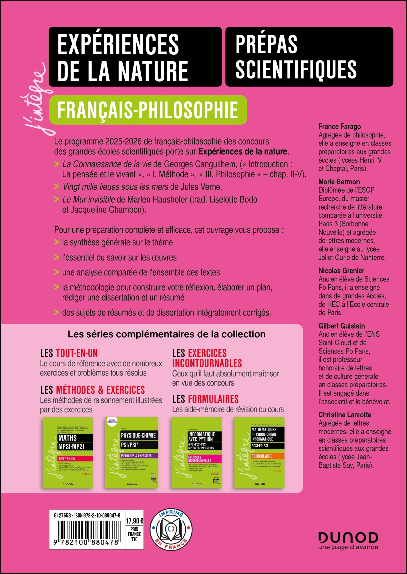 Expériences de la nature - Manuel Prépas scientifiques Français-Philosophie - 2025-2026 - FRANCE FARAGO, Marie Bermon, Justine Brisson, Gilbert Guislain, Christine Lamotte, Nicolas Grenier - DUNOD
