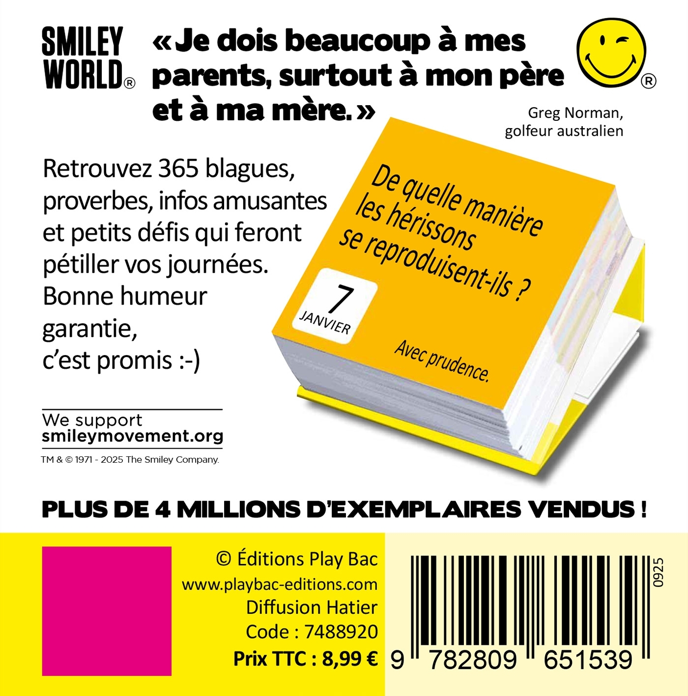 Mini calendrier - 365 jours pour avoir le smile -   - PLAY BAC