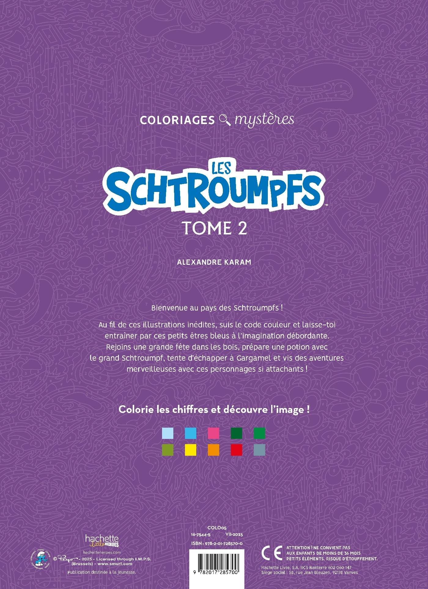 Coloriages mystères - Schtroumpfs Tome 2 - Alexandre Karam - HACHETTE HEROES