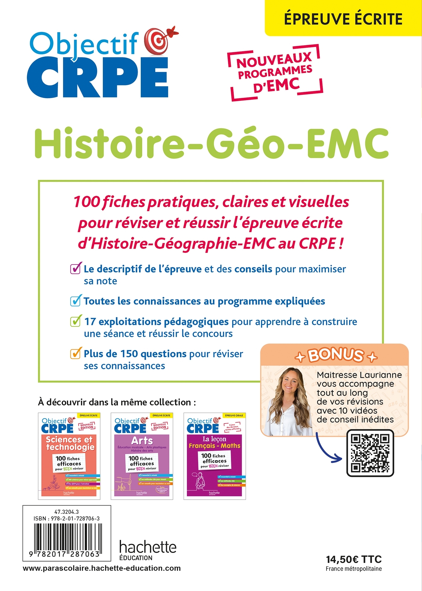 Objectif CRPE 2026 - Histoire Géographie-EMC - 100 fiches efficaces pour bien réviser - ép. écrite - Laurent Bonnet, Julien Cuminetto - HACHETTE EDUC