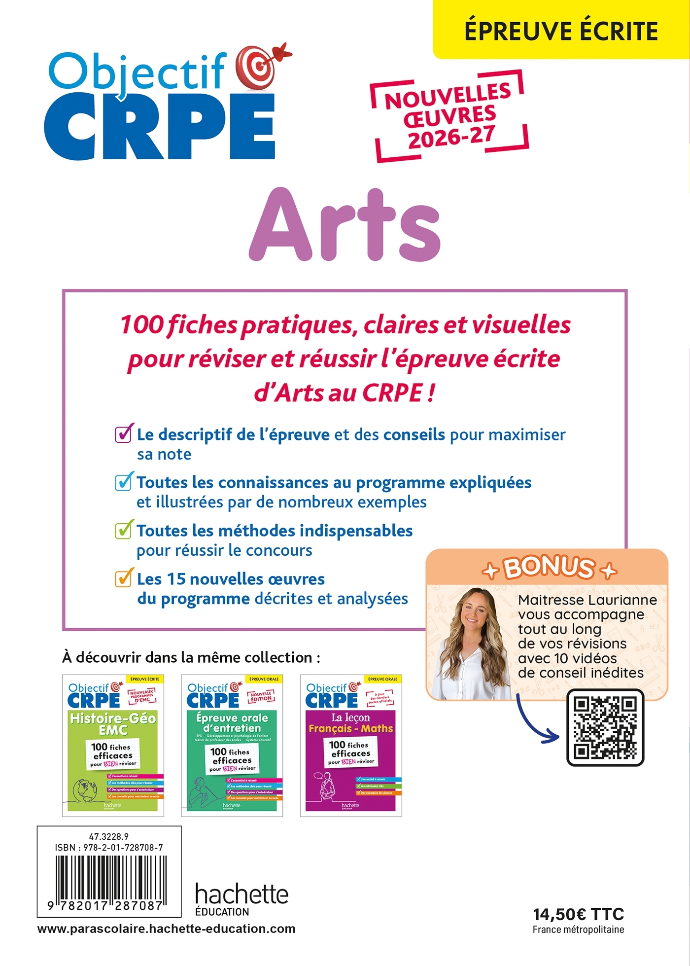 Objectif CRPE 2026 - Arts - 100 fiches pour bien réviser - épreuve écrite - Anne-Sophie Molinié, Philippe Coubetergues, Emmanuelle Stockinger - HACHETTE EDUC