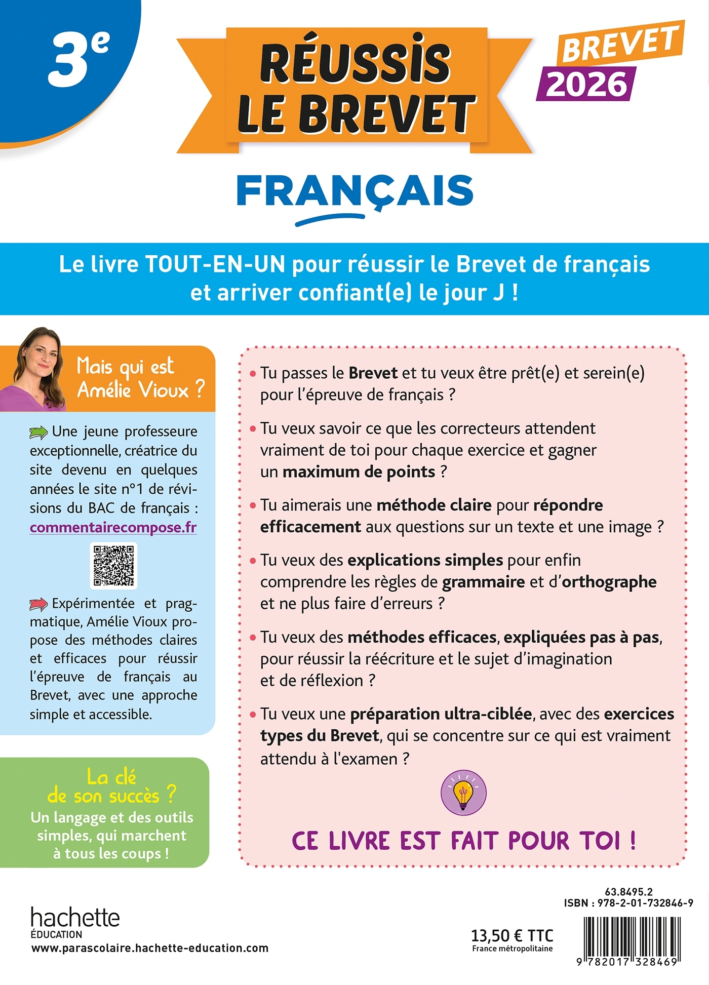 Réussis l'épreuve de français au Brevet 2026 avec Amélie Vioux - Amélie Vioux, Océane Mecklemberg - HACHETTE EDUC
