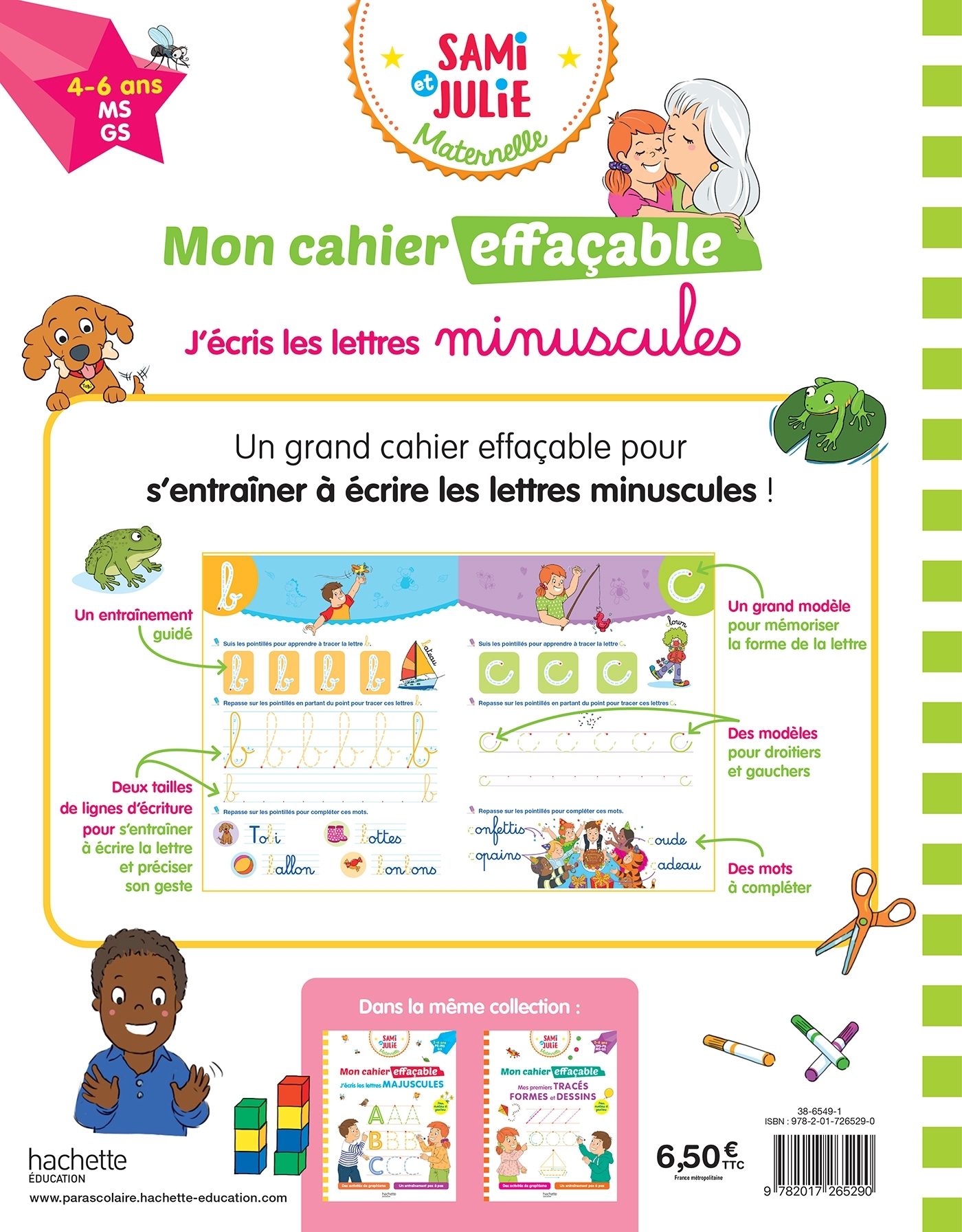 Sami et Julie Maternelle - Mon cahier effaçable - J'écris les lettres minuscules (4-6 ans) -   - HACHETTE EDUC