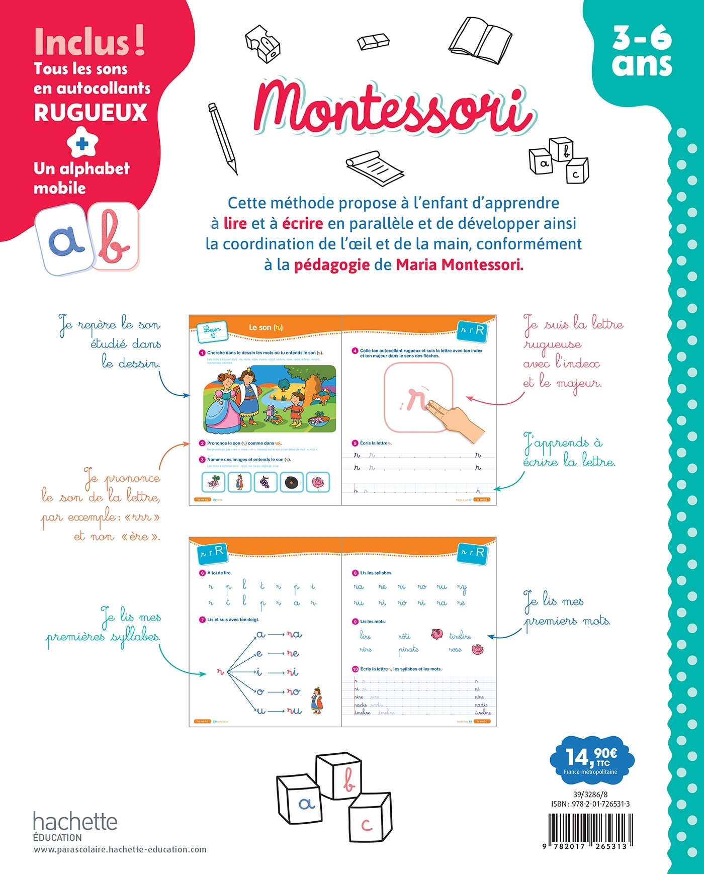 Montessori - J'apprends à lire et à écrire (3-6 ans) - Claude Couque, Sophie Chaussade - HACHETTE EDUC