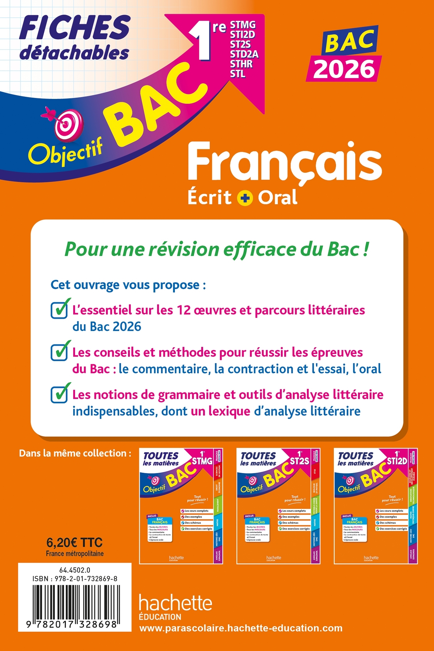 Objectif BAC 2026 Fiches détachables Français 1res STMG - STI2D - ST2S - STL - STD2A - STHR - Amélie Pinçon, A Sourisse, Sofia Rossignol - HACHETTE EDUC