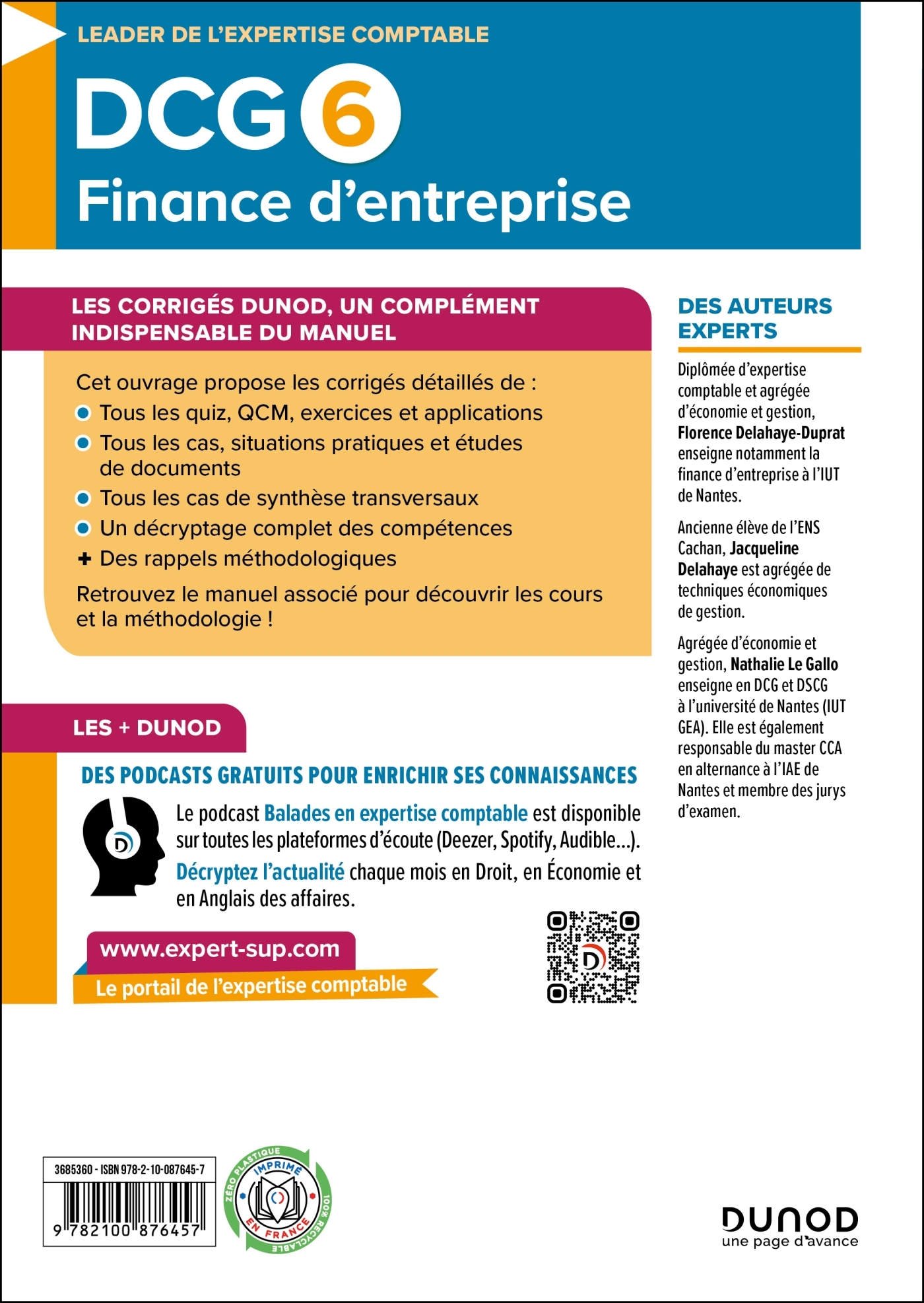 DCG 6 - Finance d'entreprise - Corrigés - 5e éd. - Florence Delahaye-Duprat, Jacqueline Delahaye, Nathalie Le Gallo - DUNOD