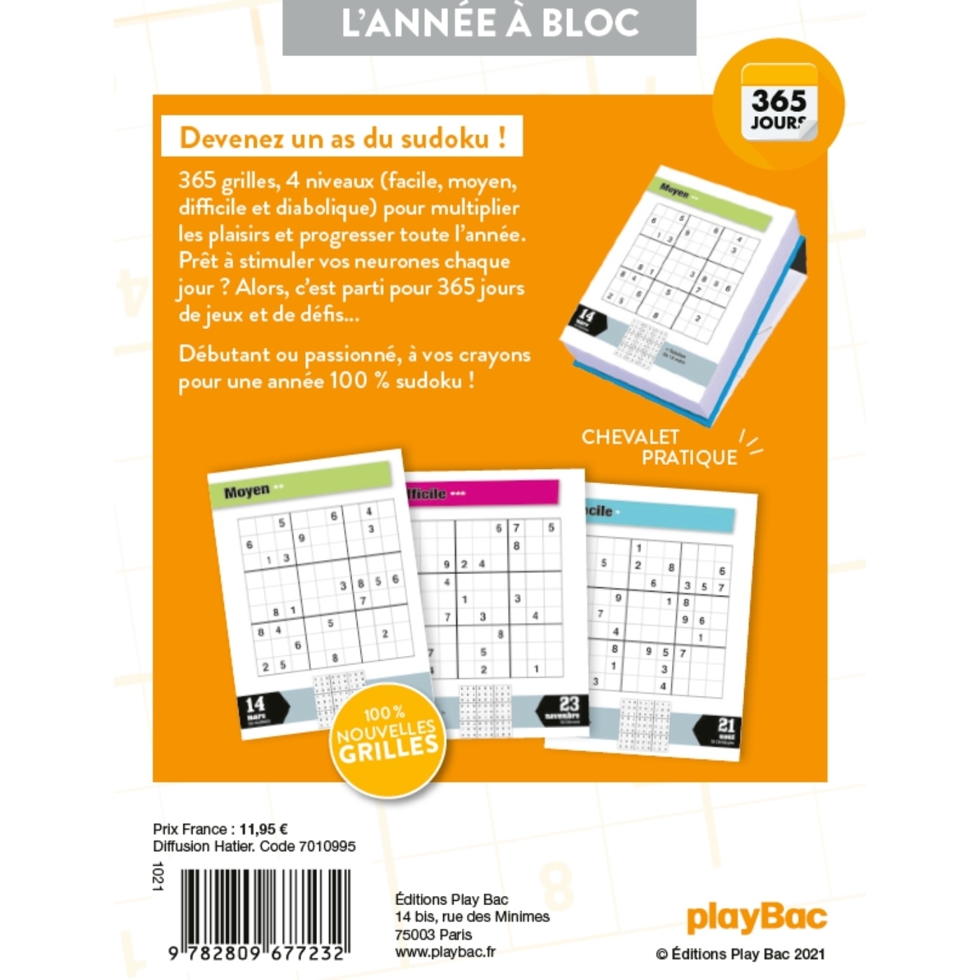 Calendrier SudoKu en 365 jours - L'année à bloc -   - PLAY BAC