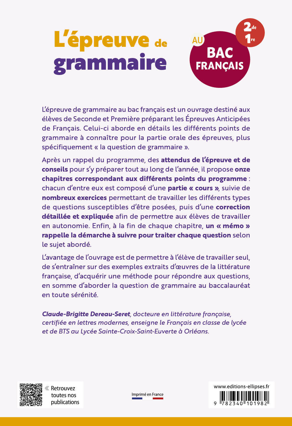 L'épreuve de grammaire au bac français - Claude-Brigitte Dereau-Seret - ELLIPSES