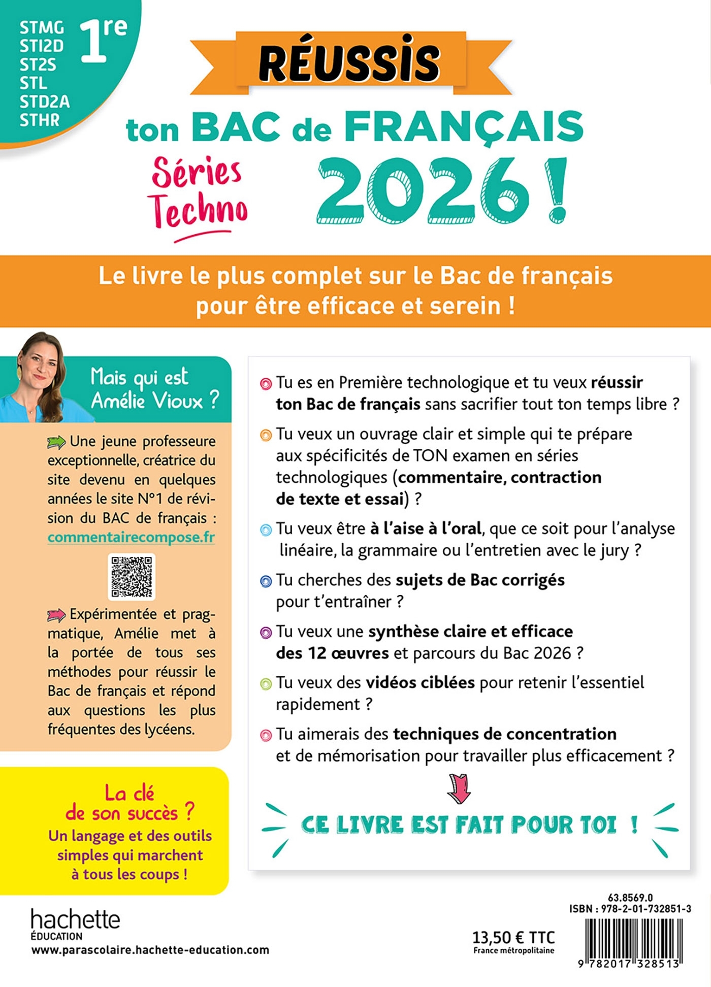 Réussis ton Bac de français 2026 avec Amélie Vioux  - 1res STMG - STI2D - ST2S - STL - STD2A - STHR - Amélie Vioux - HACHETTE EDUC