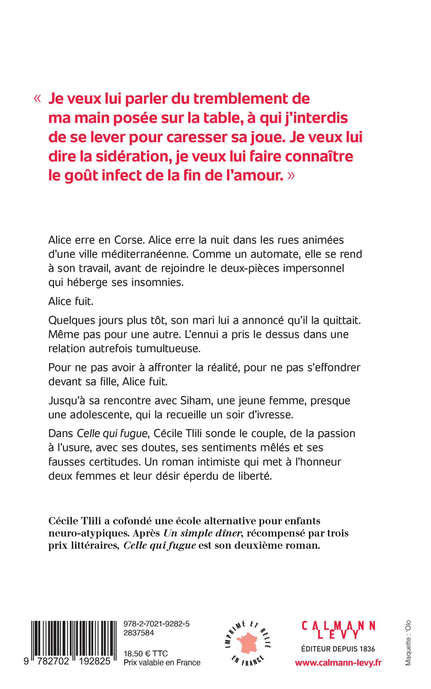 Celle qui fugue - Cécile Tlili - CALMANN-LEVY