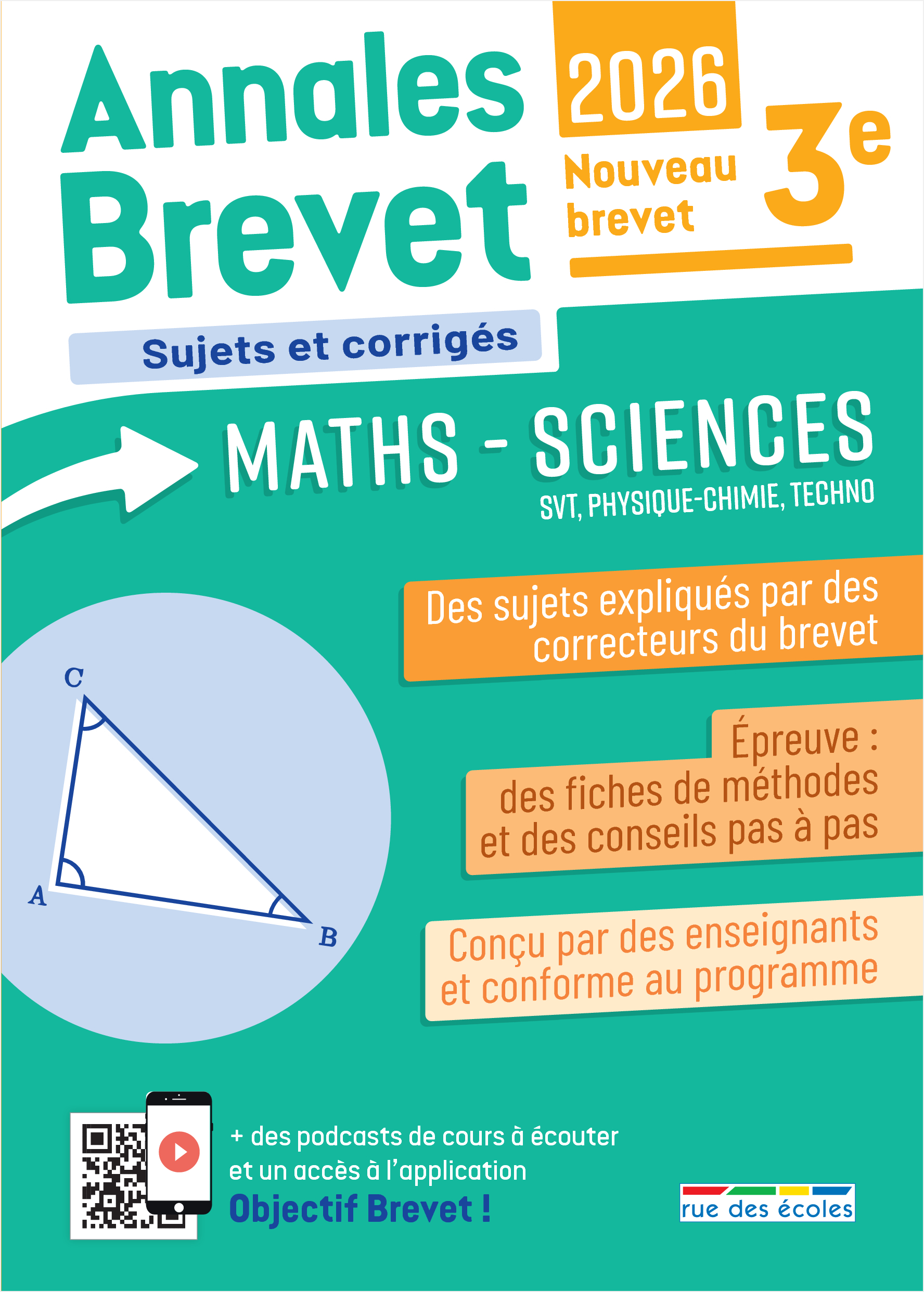 Annales Brevet - Maths-Sciences - 3e - 2026 -  Collectif - RUE DES ECOLES