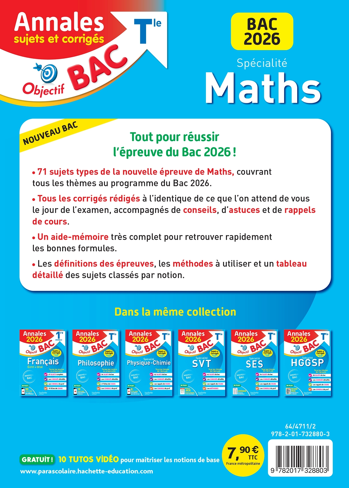 Annales Objectif BAC 2026 - Spécialité Maths Tle - sujets et corrigés - Sandrine Bodini-Lefranc, Sandrine Dubois, Olivier Bodini - HACHETTE EDUC