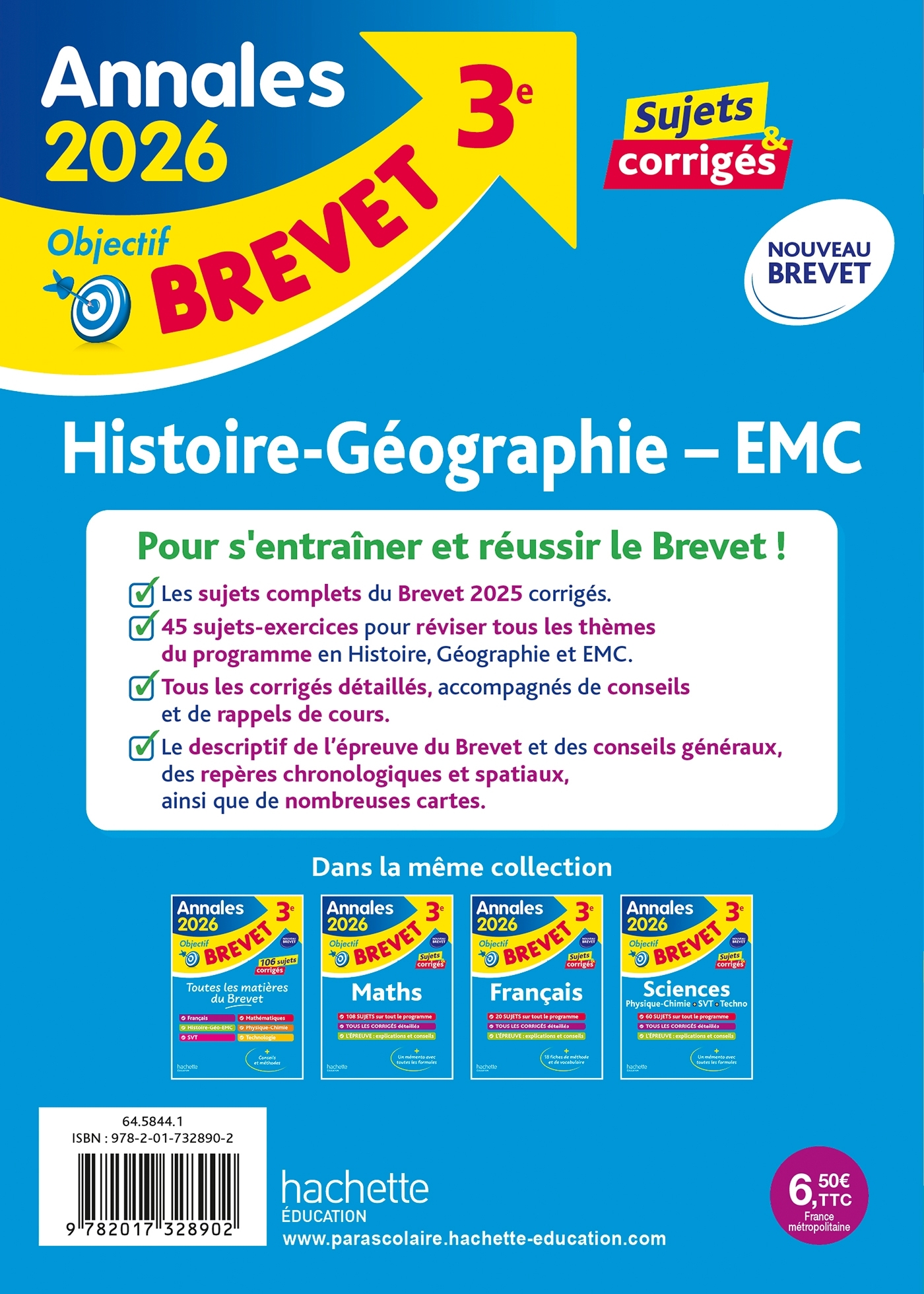 Annales Brevet 2026 - Histoire-géo-EMC 3e - sujets et corrigés - Christophe Saïsse - HACHETTE EDUC