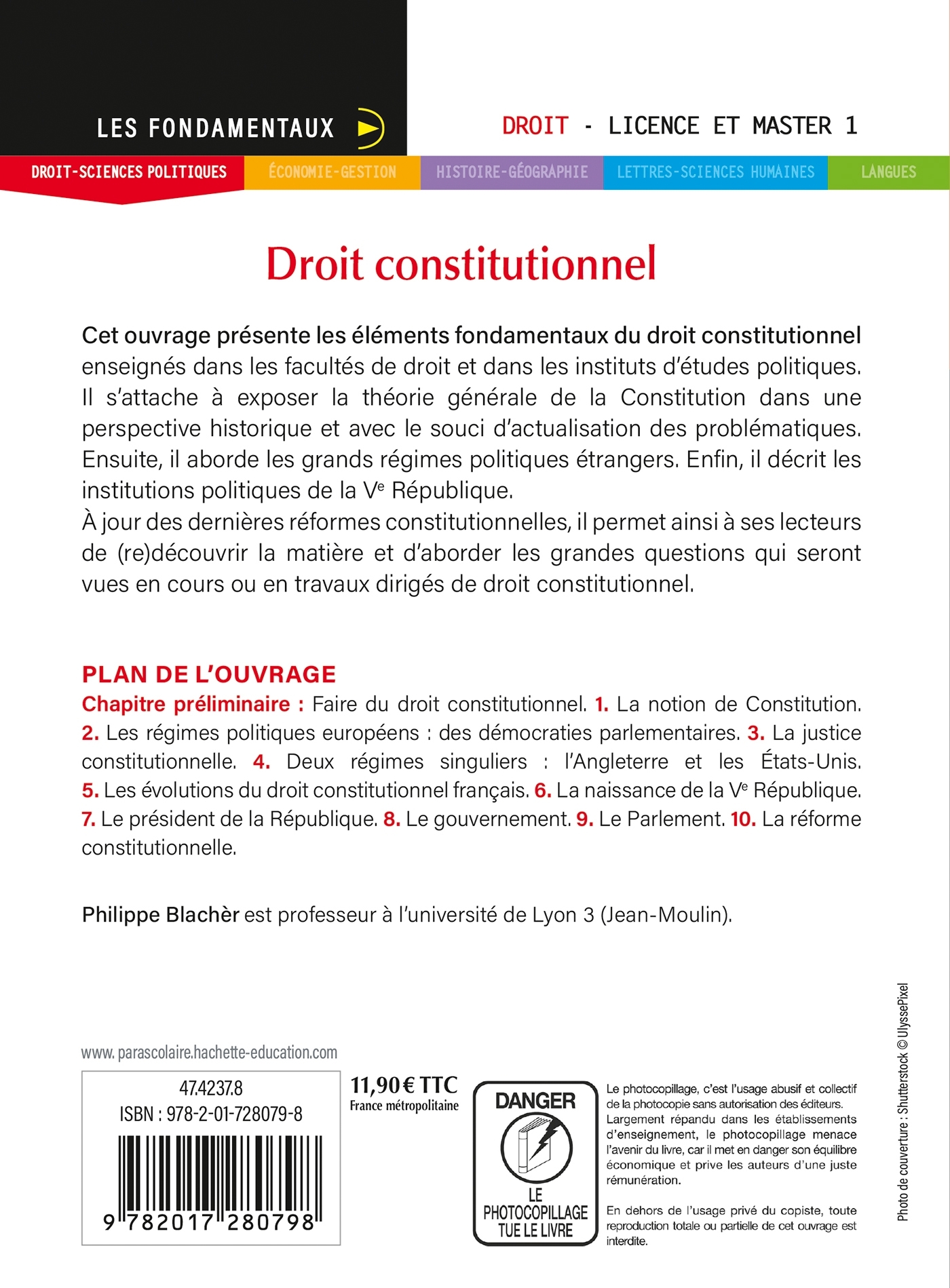 Fondamentaux  - Droit constitutionnel 2025-2026 - Philippe Blachèr - HACHETTE EDUC