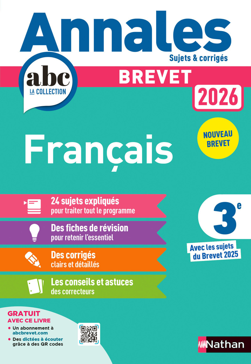 Annales Brevet Français 2026 - Corrigé - Thomas Bouhours - NATHAN