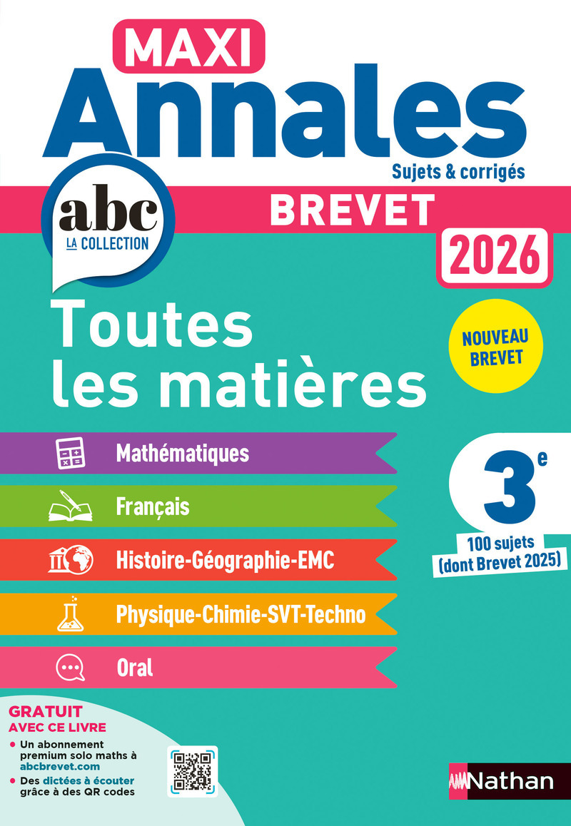 Maxi Annales Brevet 2026 - Corrigé - Carole Feugère, Gilles Mora, Thomas Bouhours, Grégoire Pralon, Laure Genêt, Nicolas Coppens, Olivier Doerler, Laurent Lafond, Sébastien Guivarc'h, Arnaud Lopin - NATHAN