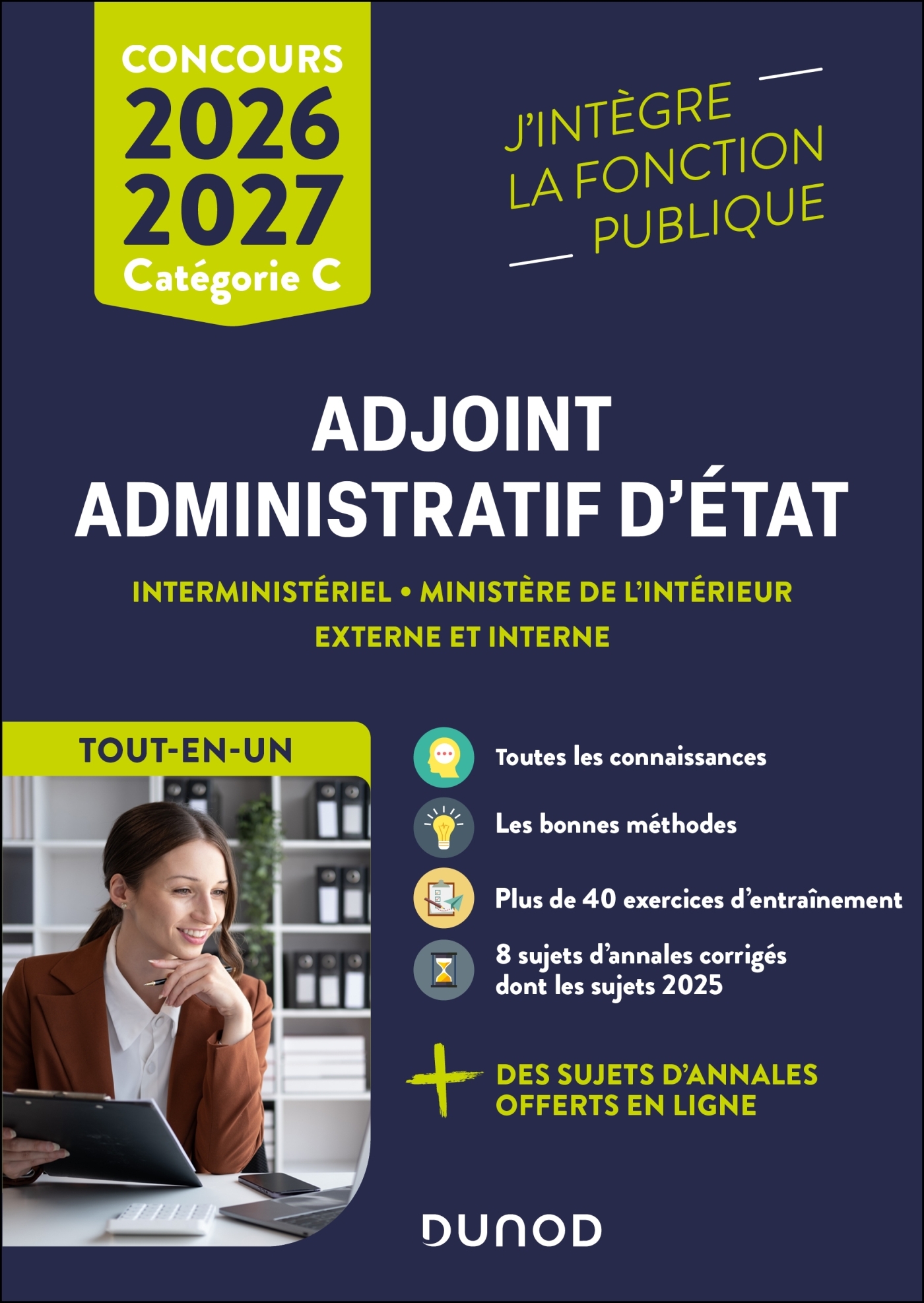 Concours Adjoint administratif d'Etat - 2026 - Externe et interne - Sylvie BEYSSADE, Audrey Charmont, Stephen Lédé, Corinne Pelettier, Marie-Virginie Speller - DUNOD