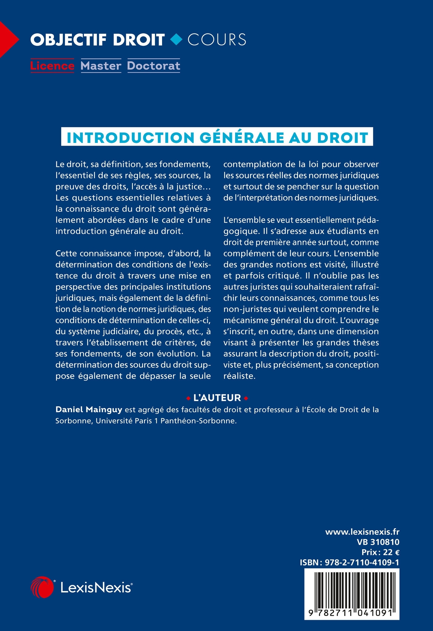 Introduction générale au droit - Daniel Mainguy - LEXISNEXIS