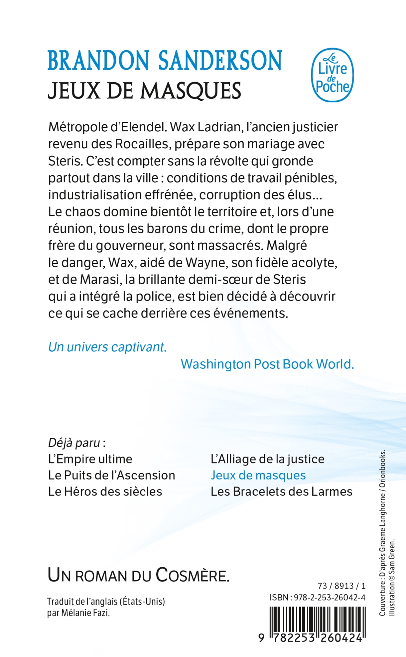 Jeux de masques (Fils-des-Brumes : Wax & Wayne, Tome 2) - Brandon Sanderson - LGF