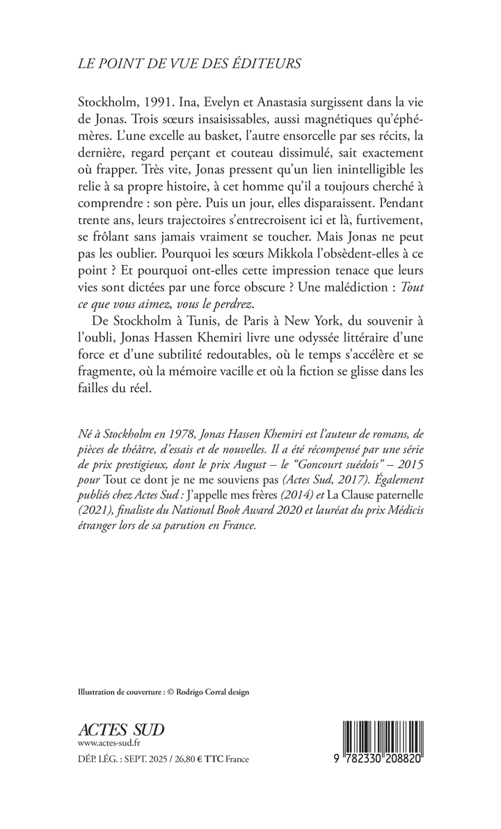 LES SOEURS - Jonas Hassen Khemiri - ACTES SUD