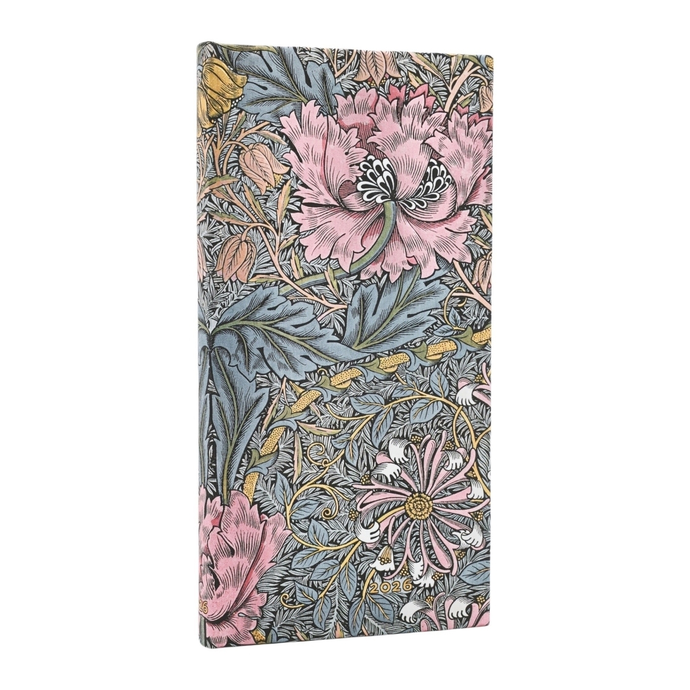 12 Mois 2026 Morris Chèvrefeuille Rose Slim Horizontal -  - PAPERBLANKS