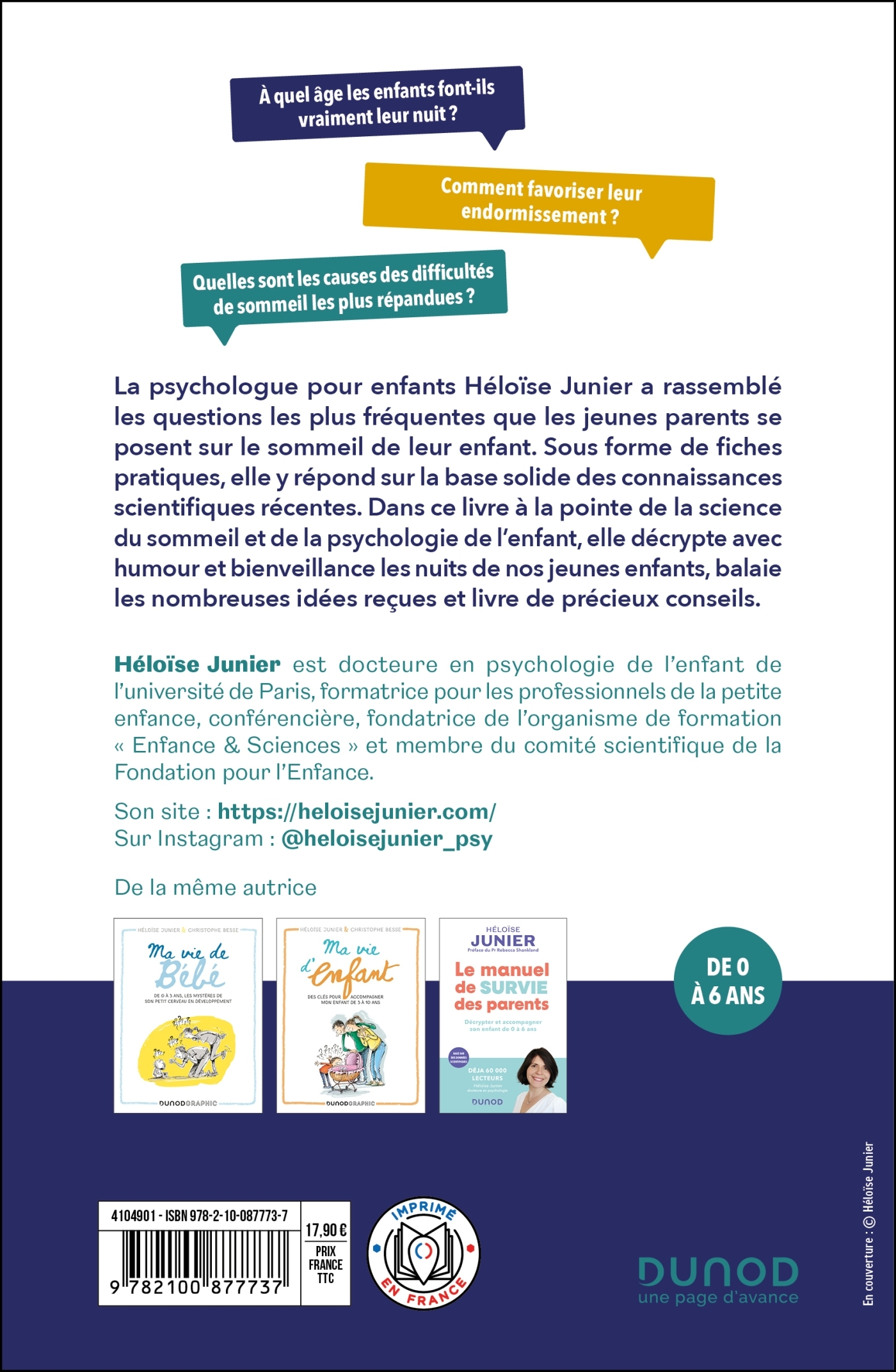 Le sommeil du jeune enfant - Héloïse Junier - DUNOD