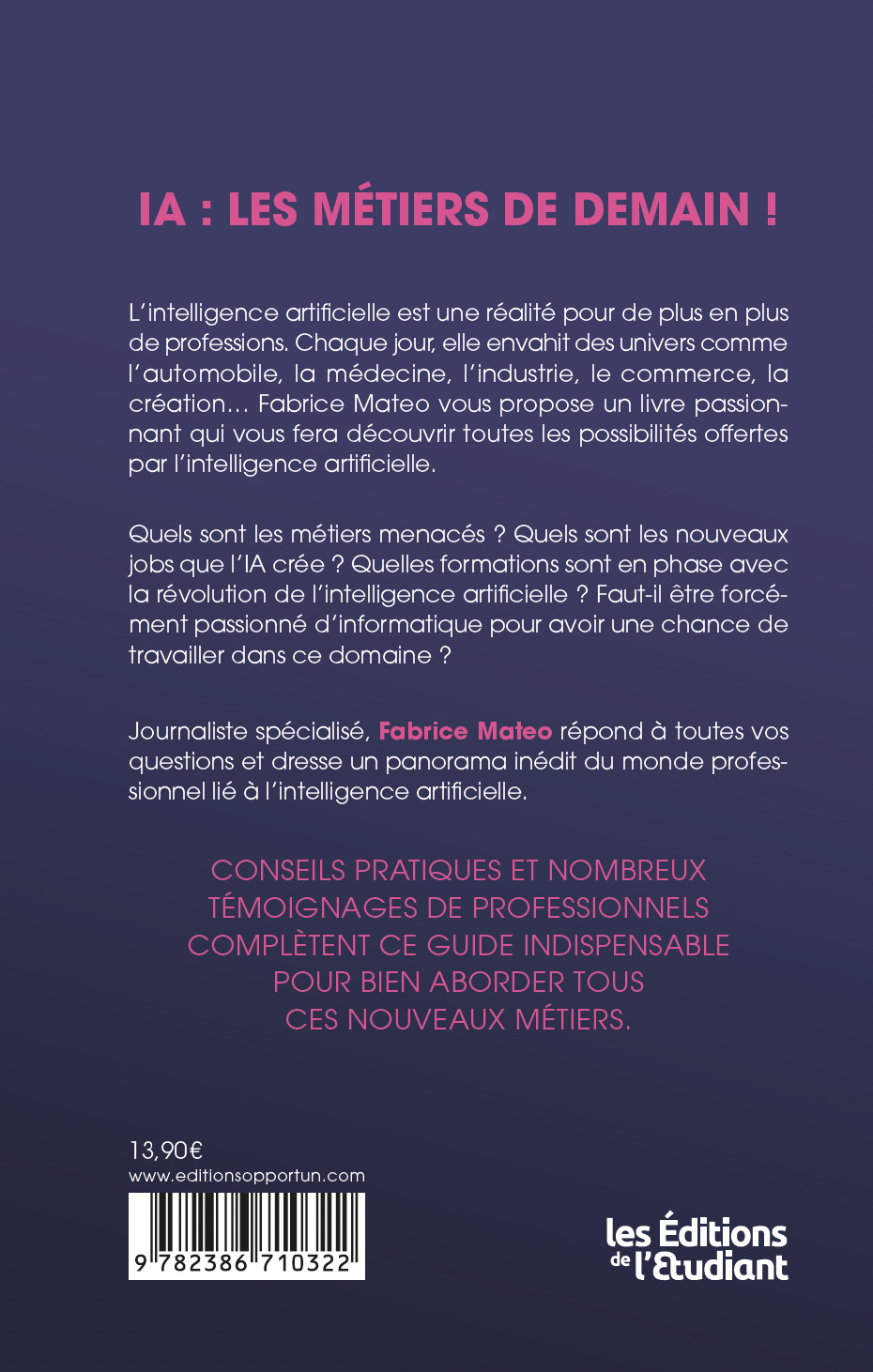 Le Guide des métiers de l'intelligence artifcielle - Fabrice Matteo, Fabrice Mateo - L ETUDIANT