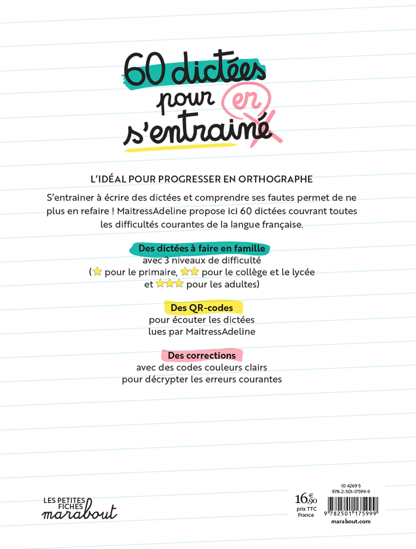 60 dictées pour s'entraîner - Adeline Dupuy,  MaitressAdeline - MARABOUT