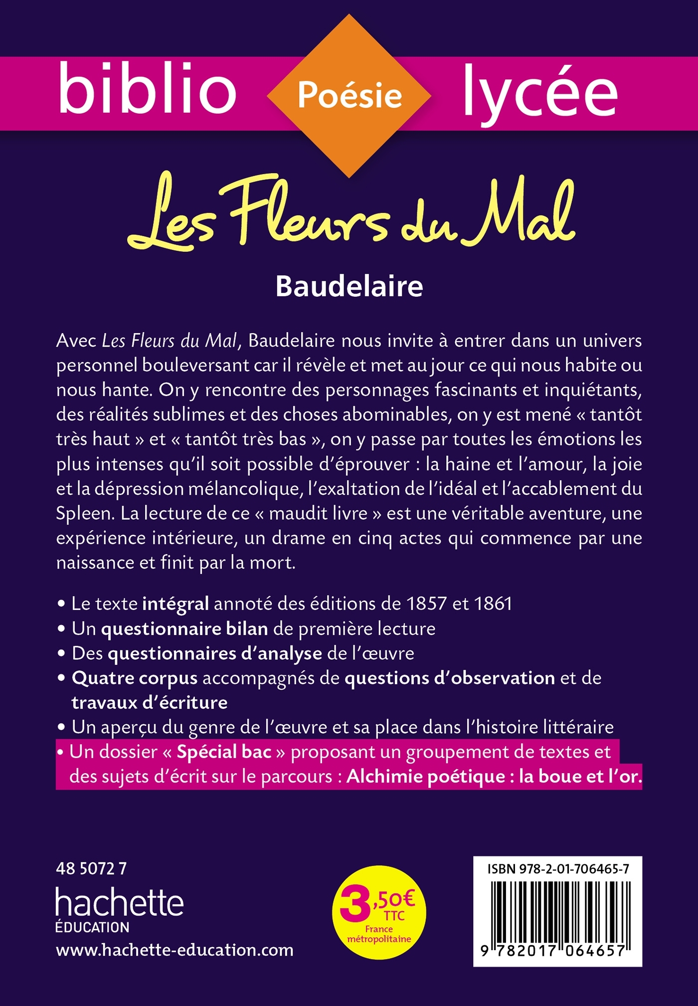 Bibliolycée - Les Fleurs du mal, Charles Baudelaire - Charles Baudelaire, Elsa Jollès, Philippe Dardel - HACHETTE EDUC