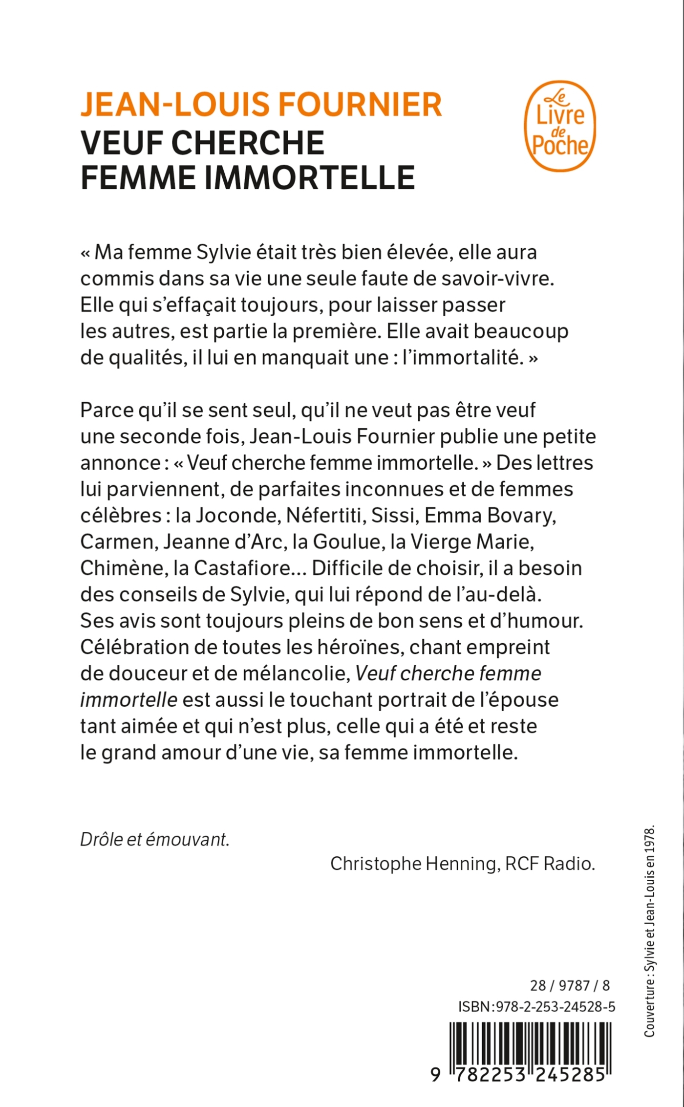 Veuf cherche femme immortelle - Jean-Louis Fournier - LGF